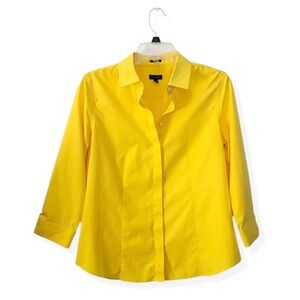 Talbots Wrinkle Resistant Yellow 3/4 Sleeve Button Down Blouse